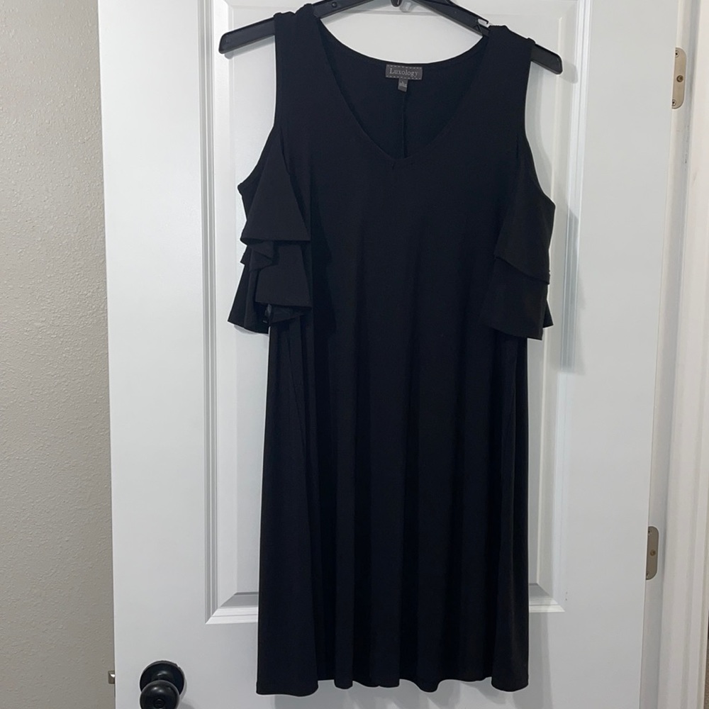 Luxology Black Dress with Cold-Shoulder